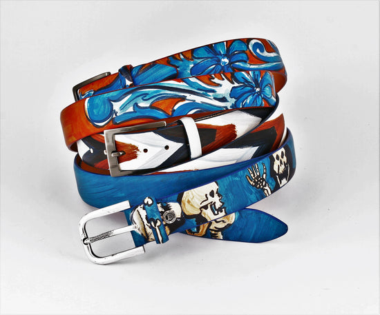 composition of three painted belts
